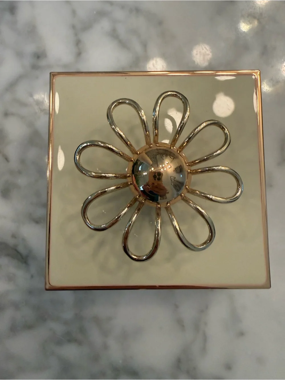 kate spade Cream Jewelry Box with Gold Floral Knob